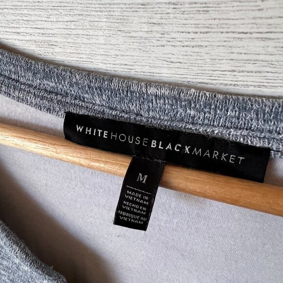 White House Black Market Top Womens Size Medium Petite Plaid Hem Knit Pullover - Picture 2 of 14